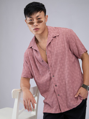 VASTRADO Men Self Design Casual Pink Shirt