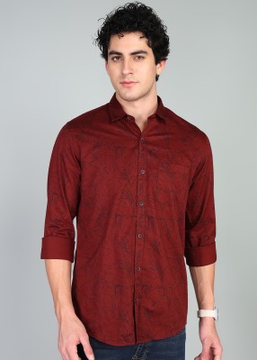 PETER ENGLAND Men Printed Casual Maroon Shirt