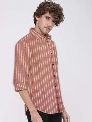 ISUEL FAB Men Printed Casual Orange Shirt