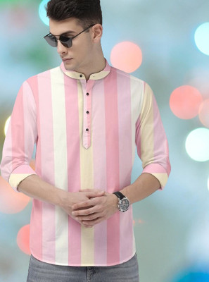 isuelfeb Men Solid Casual Cream Shirt