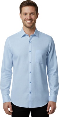 Miraque Men Solid Formal Light Blue Shirt