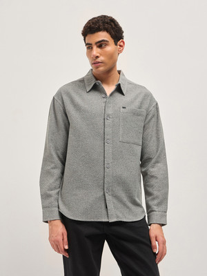 THE BEAR HOUSE Men Solid Casual Grey Shirt