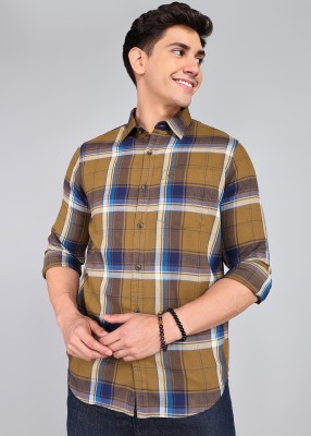 WROGN Men Checkered Casual Brown Shirt