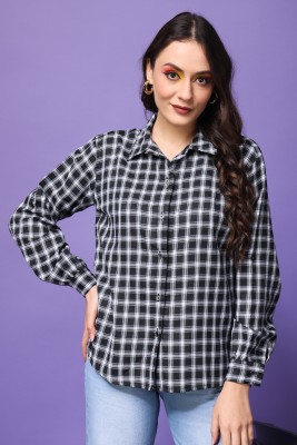 METRONAUT Women Checkered Casual Black, White Shirt