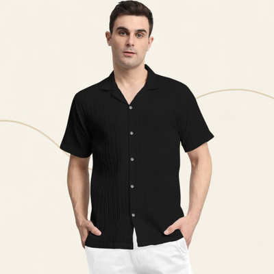 A Vebnor Men Self Design Casual Black Shirt