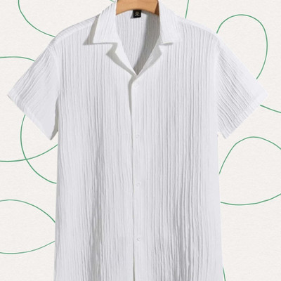 A Dearise Trend Men Self Design Casual White Shirt