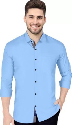 RAHUL LOOK Men Solid Casual Light Blue Shirt