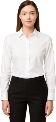 design emporium Women Solid Formal White Shirt