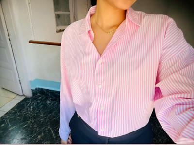 EVERSOFT FLOW Women Striped Casual Pink Shirt