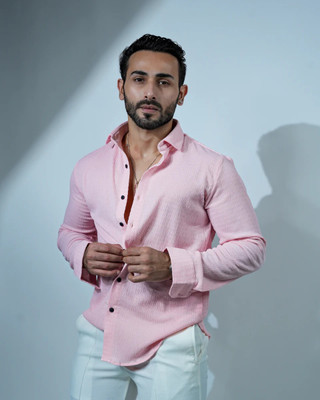Bluecorp enterprise Men Solid Casual Pink Shirt