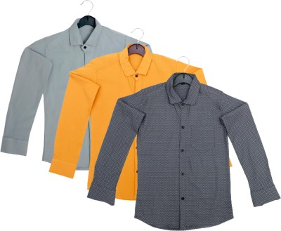 shloky Boys Solid Casual Multicolor Shirt(Pack of 3)