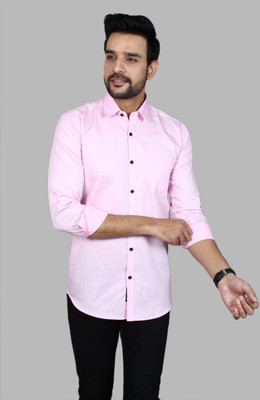 Kalawatia fashion Men Solid Casual Pink Shirt