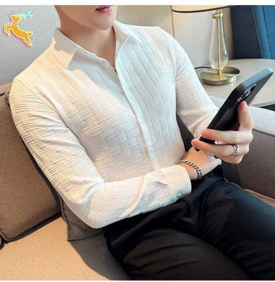 Ethavaa Men Solid Casual White Shirt