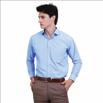 Appel Touch Men Solid Formal Light Blue Shirt