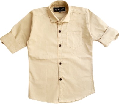 PEPILIO Boys Solid Casual Beige Shirt