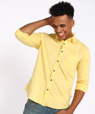 Pepe Jeans Men Solid Casual Yellow Shirt