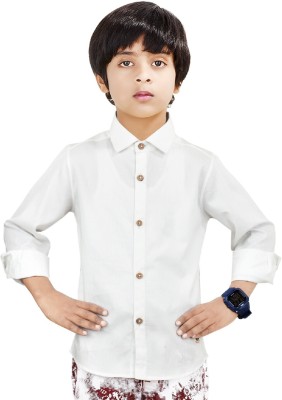 MOHINI CREATION Boys Solid Casual White Shirt