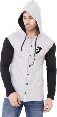 Blisstone Men Self Design Casual Black, Grey Shirt