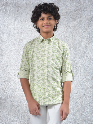 CRIMSOUNE CLUB Boys Floral Print Casual Green Shirt