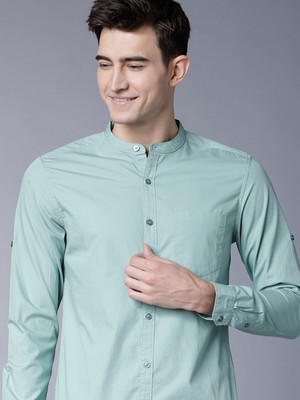 HIGHLANDER Men Solid Casual Blue Shirt