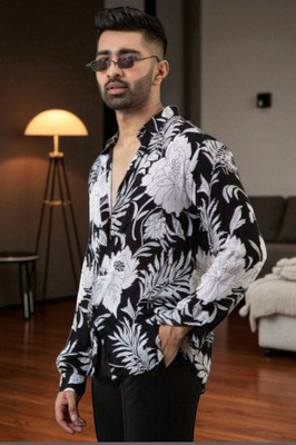 COOL BOY Men Printed Party White, Black Shirt