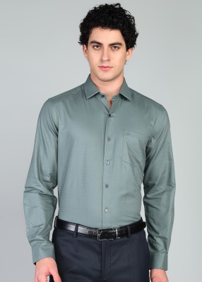 ARROW Men Self Design Formal Green Shirt