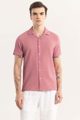 Snitch Men Self Design Casual Pink Shirt