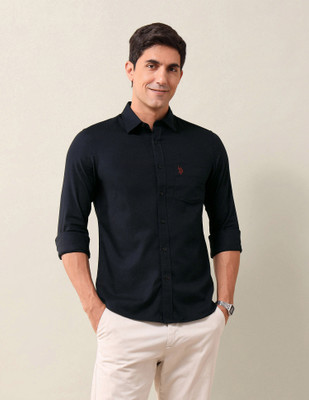 U.S. POLO ASSN. Men Solid Casual Blue Shirt