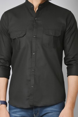 D GENRATION X Men Solid Casual Black Shirt