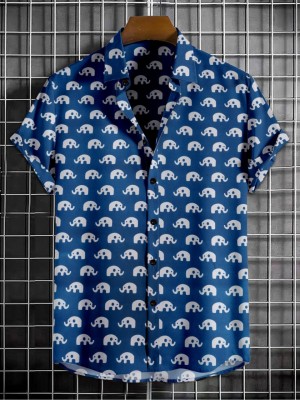 RM CREATION Men Printed Casual Blue, White Shirt