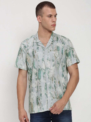 SHOWOFFFF Men Printed Casual White, Green Shirt