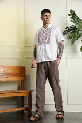 Eszett Men Printed Casual White Shirt