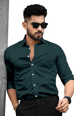 Yaara fashion Men Solid Casual Dark Green Shirt
