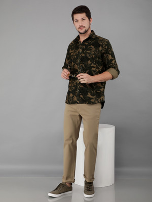 CRIMSOUNE CLUB Men Printed Casual Dark Green Shirt