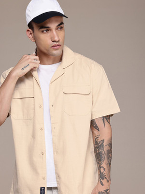 Roadster Men Solid Casual Beige Shirt