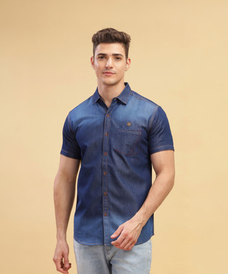 KUONS AVENUE Men Solid Casual Blue Shirt