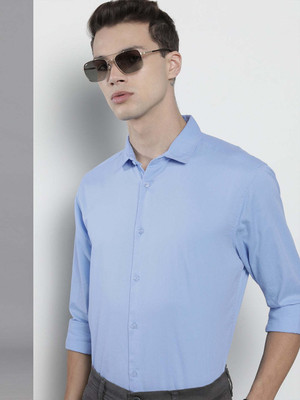 The Indian Garage Co. Men Solid Formal Blue Shirt