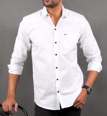 Tanip Men Solid Casual White Shirt