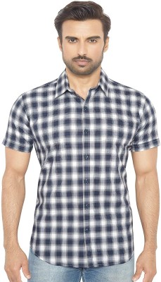 GlobalRang Men Checkered Casual Blue Shirt