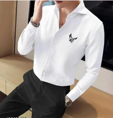 DISHANK CREATION Men Striped Casual White Shirt
