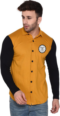 tfurnish Men Color Block Casual Gold Shirt
