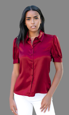 Hityyani Women Solid Formal Red Shirt