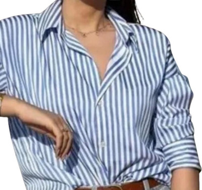 GORIYA Women Striped Formal Blue Shirt
