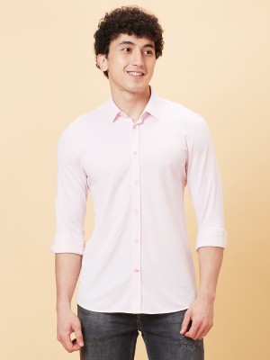 BEING HUMAN Men Solid Casual Pink Shirt