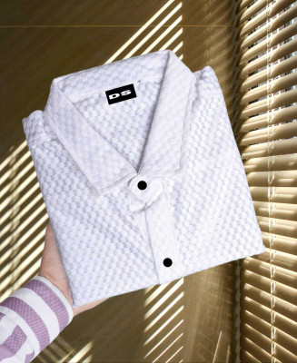 Pribha Fashion Men Self Design Casual White Shirt