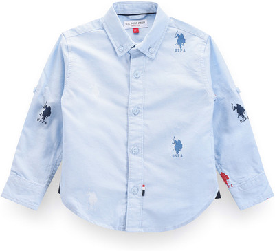 U.S. POLO ASSN. Boys Printed Casual Blue Shirt