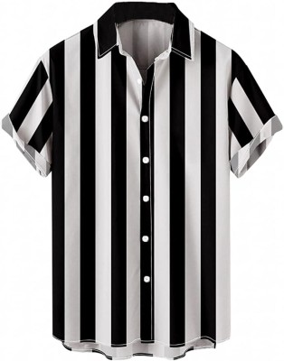 fitoda fashion Men Striped Casual Black, White Shirt