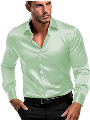 BROCON Men Solid Party Light Green Shirt