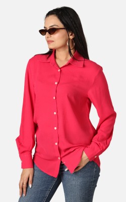 NEOFAA Women Solid Casual Pink Shirt
