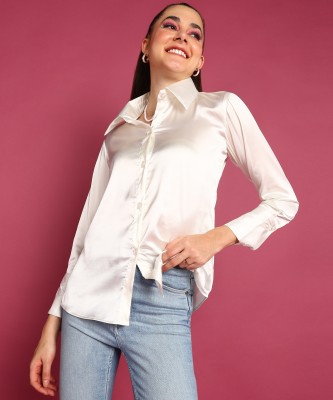 METRONAUT Women Solid Casual Cream Shirt